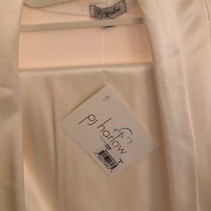 PJ Harlow cardigan with satin trim and satin pants